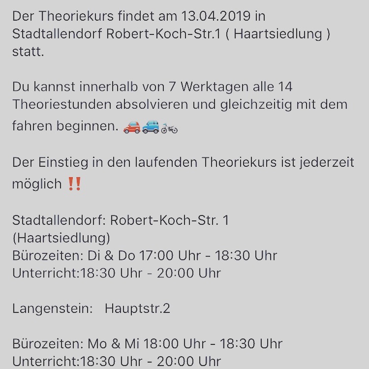 Osterferien Theoriekurs Fahrschulekrafft Fahrschule Krafft