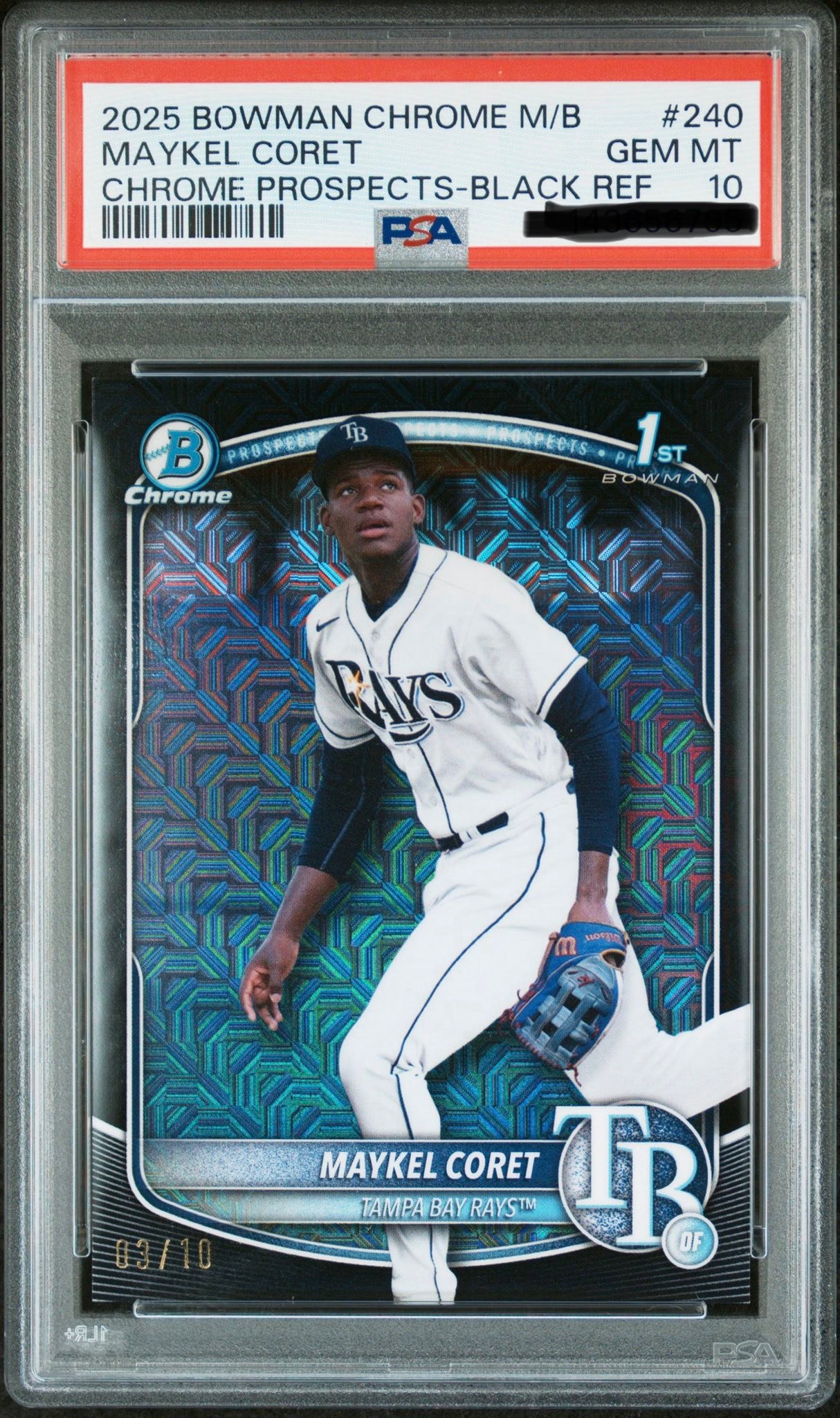 PSA 10 black refractor Maykel Coret baseball card