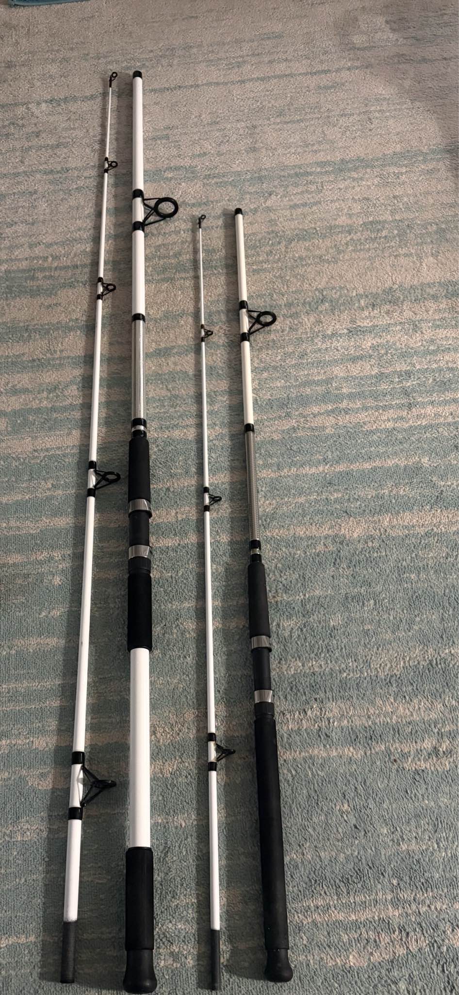 Shakespeare Alpha 2 piece saltwater spinning rods. 9 foot and 12 foot ...