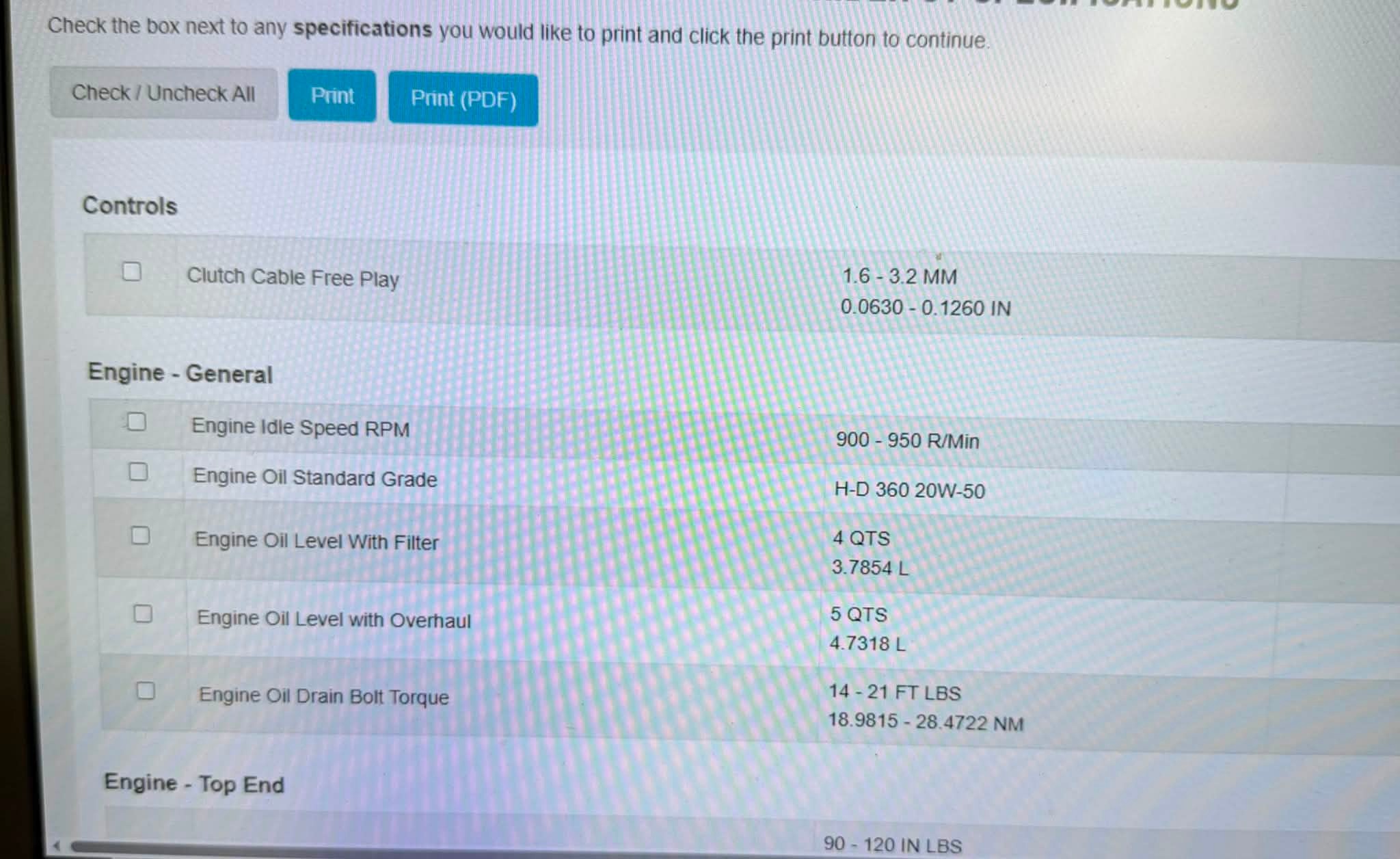 2026 FXLRST motorcycle spec sheet with engine and controls details