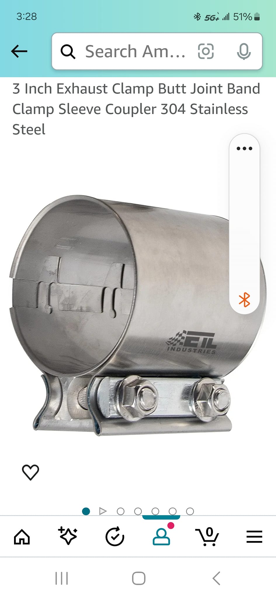 5 Inch Butt Joint Exhaust Band Clamp - Aluminized Steel For Exhaust Pipe & Muffler Connections