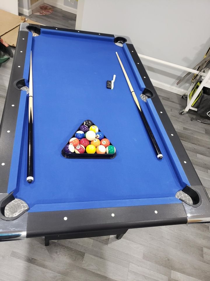 GoSports 6ft or 7ft Portable Pool Table - includes full set of balls, 2 ...