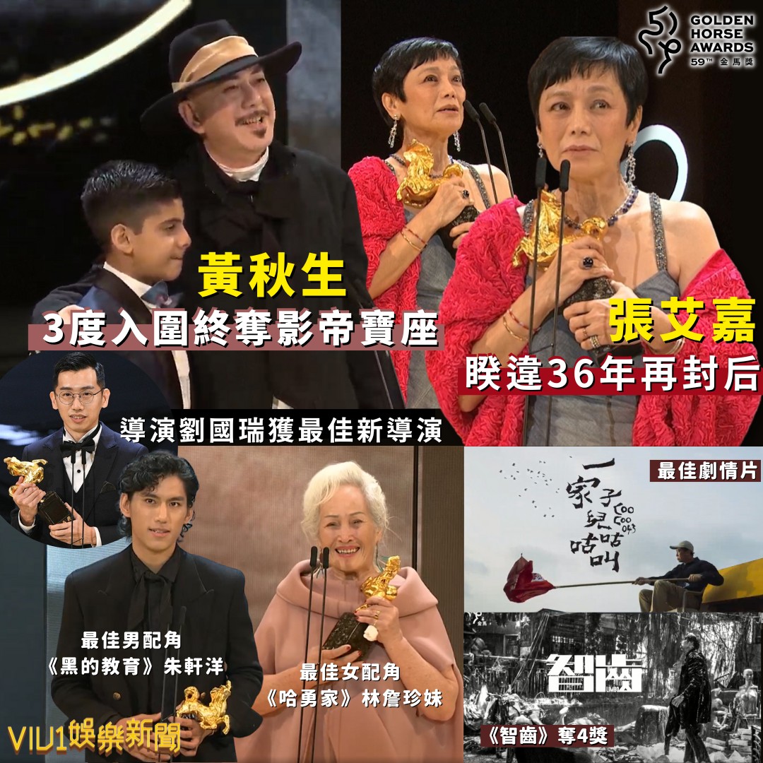 Viu1 HK - 第59屆金馬獎 黃秋生3度入圍終奪影帝寶座 張艾嘉睽違36年再封后 導演劉國瑞獲最佳新導演...