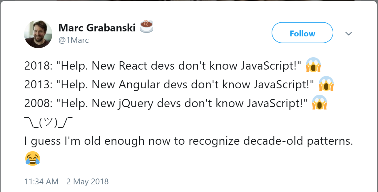 Will 保哥的技術交流中心 - 這 10 年來原來有個 JavaScript 設計樣式不斷出現 😂😂 來源:...