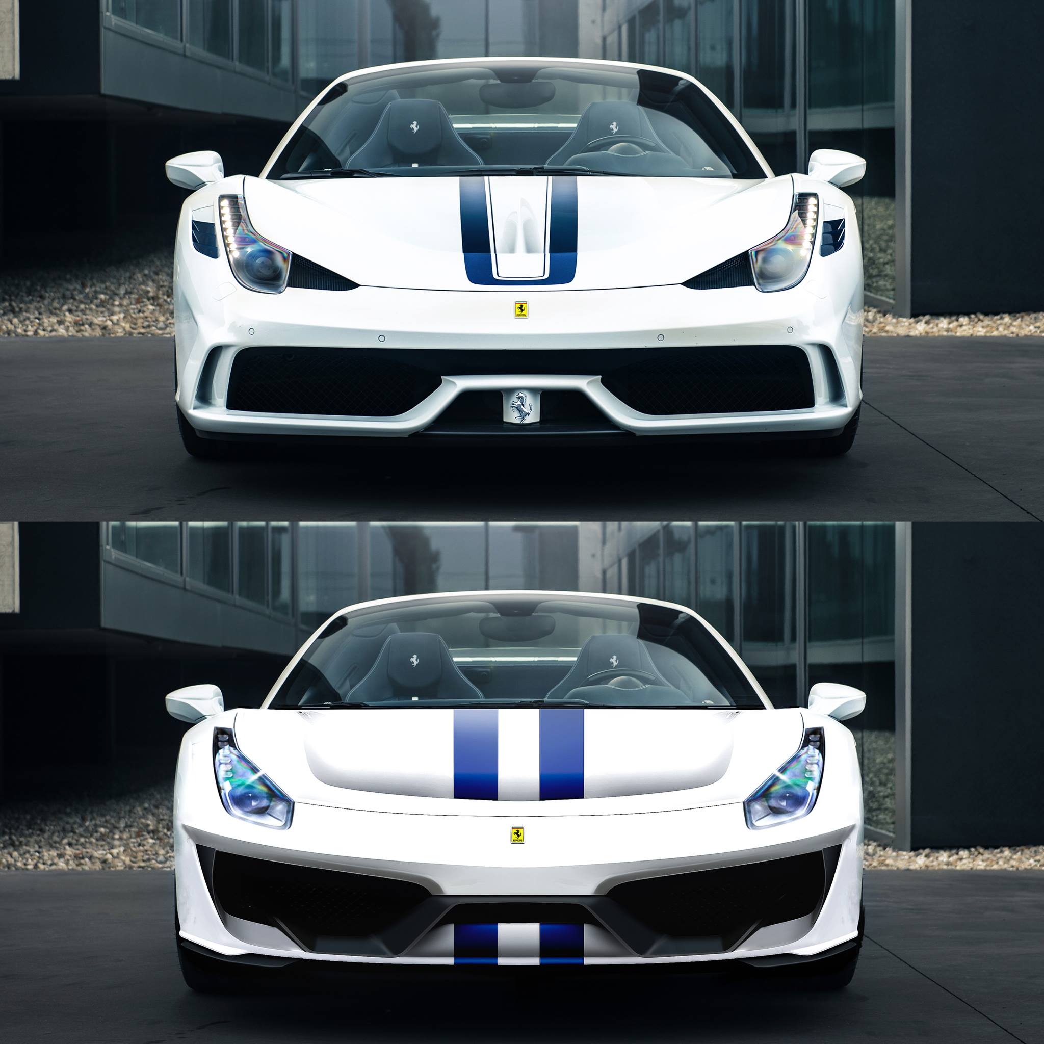 POG - The 488 PISTA APERTA (bottom side, open roof) compared to my 458 ...