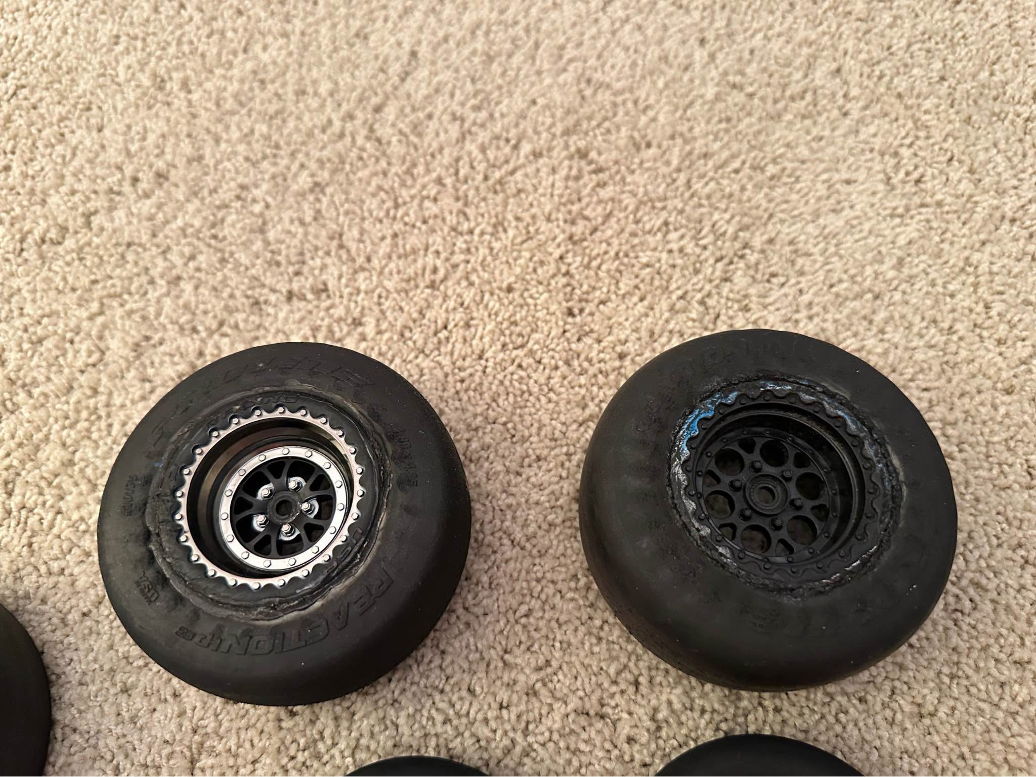 Set of (8) - DRAG SLASH PROLINE REACTION 10170 Drag Racing Tires & 12MM ...