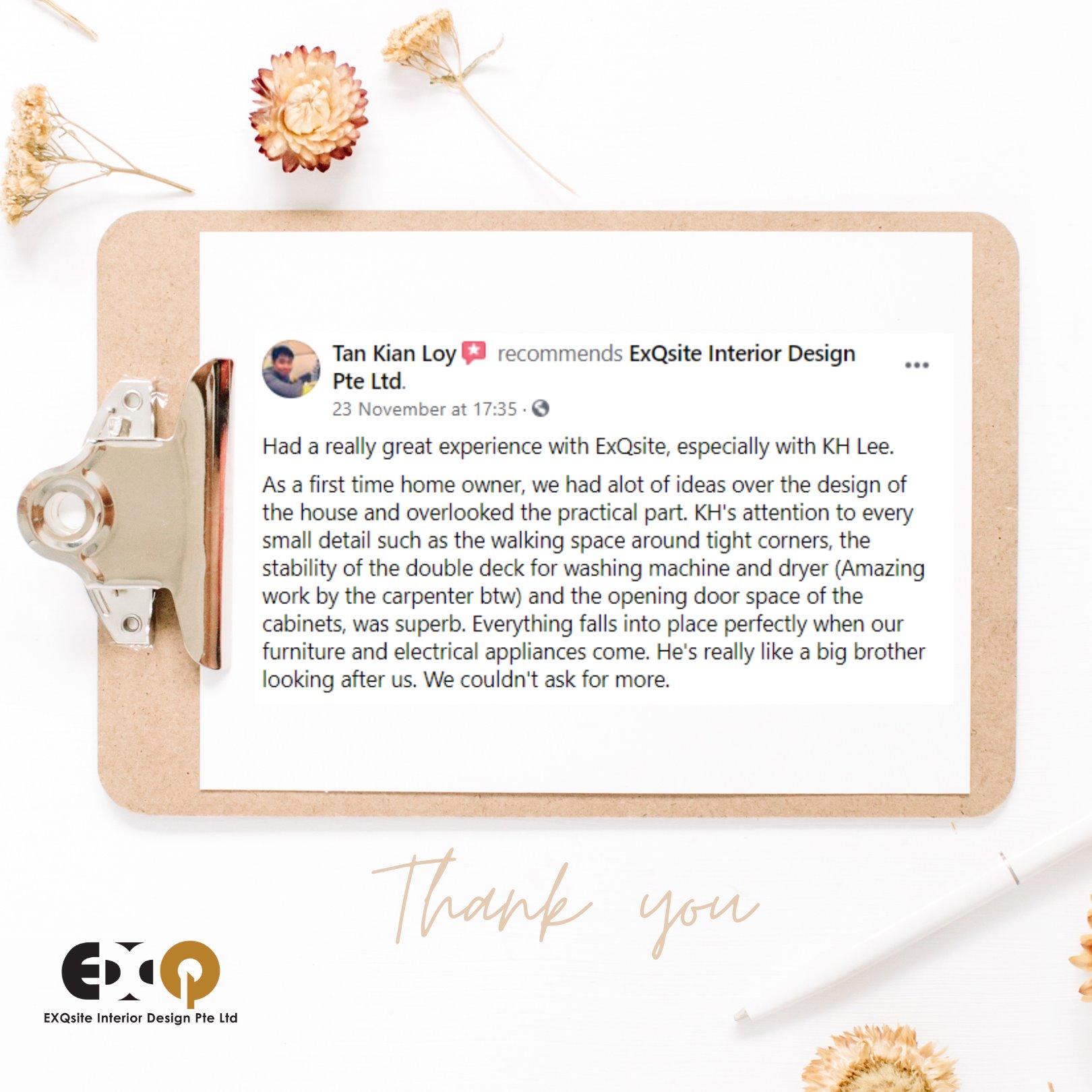 Appreciation Note ... - ExQsite Interior Design Pte Ltd