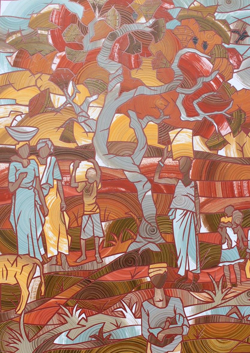 Christi - WATER in AFRICA---Finished the mosaic work on this piece ...