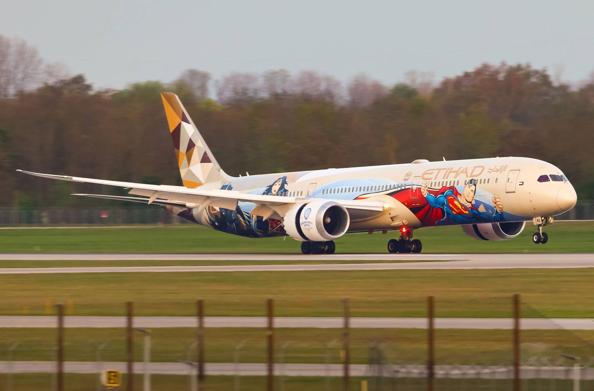 Etihad Airways Boeing 787-10 Dreamliner with Warner Bros livery