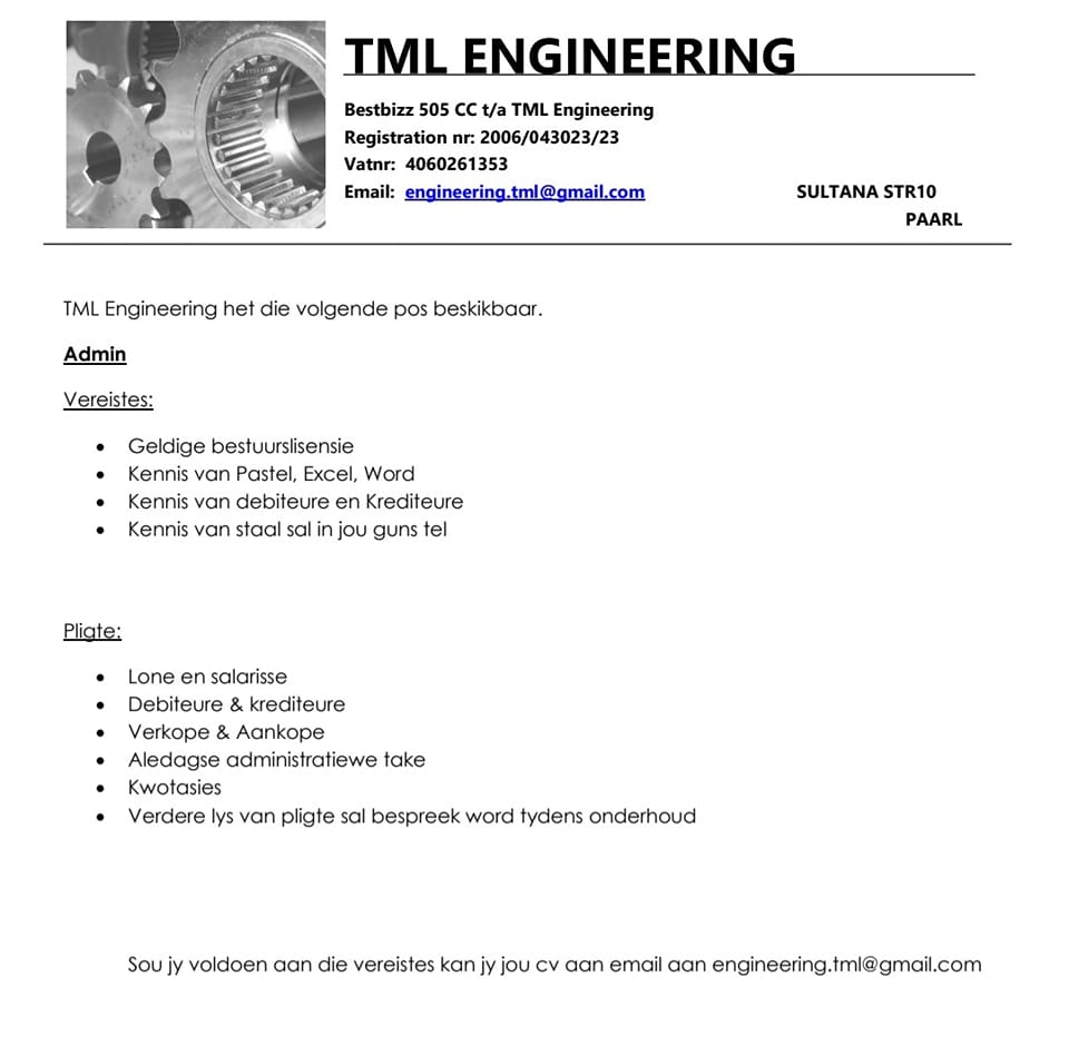TML Engineering | Paarl