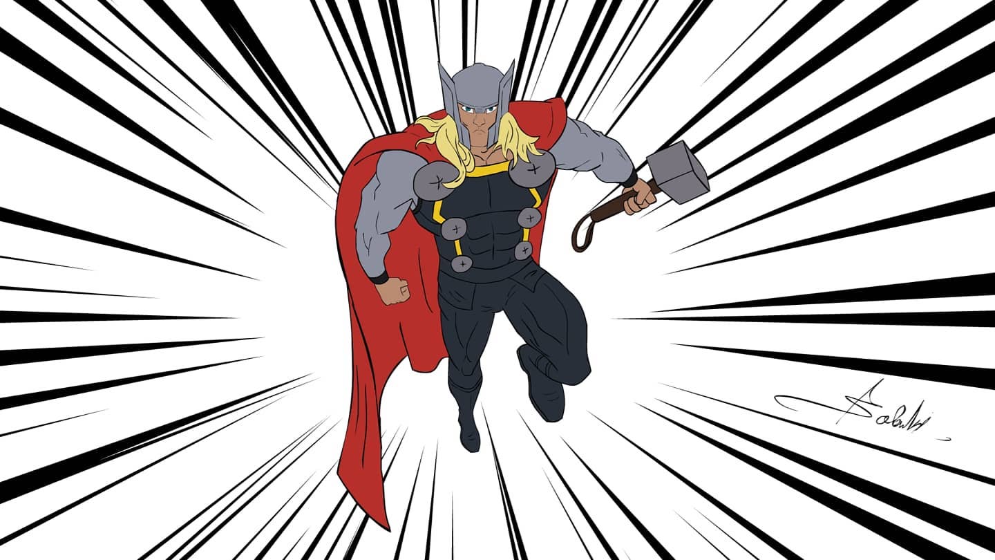 Thor Action pose sketch..... - GreenWorld Animation