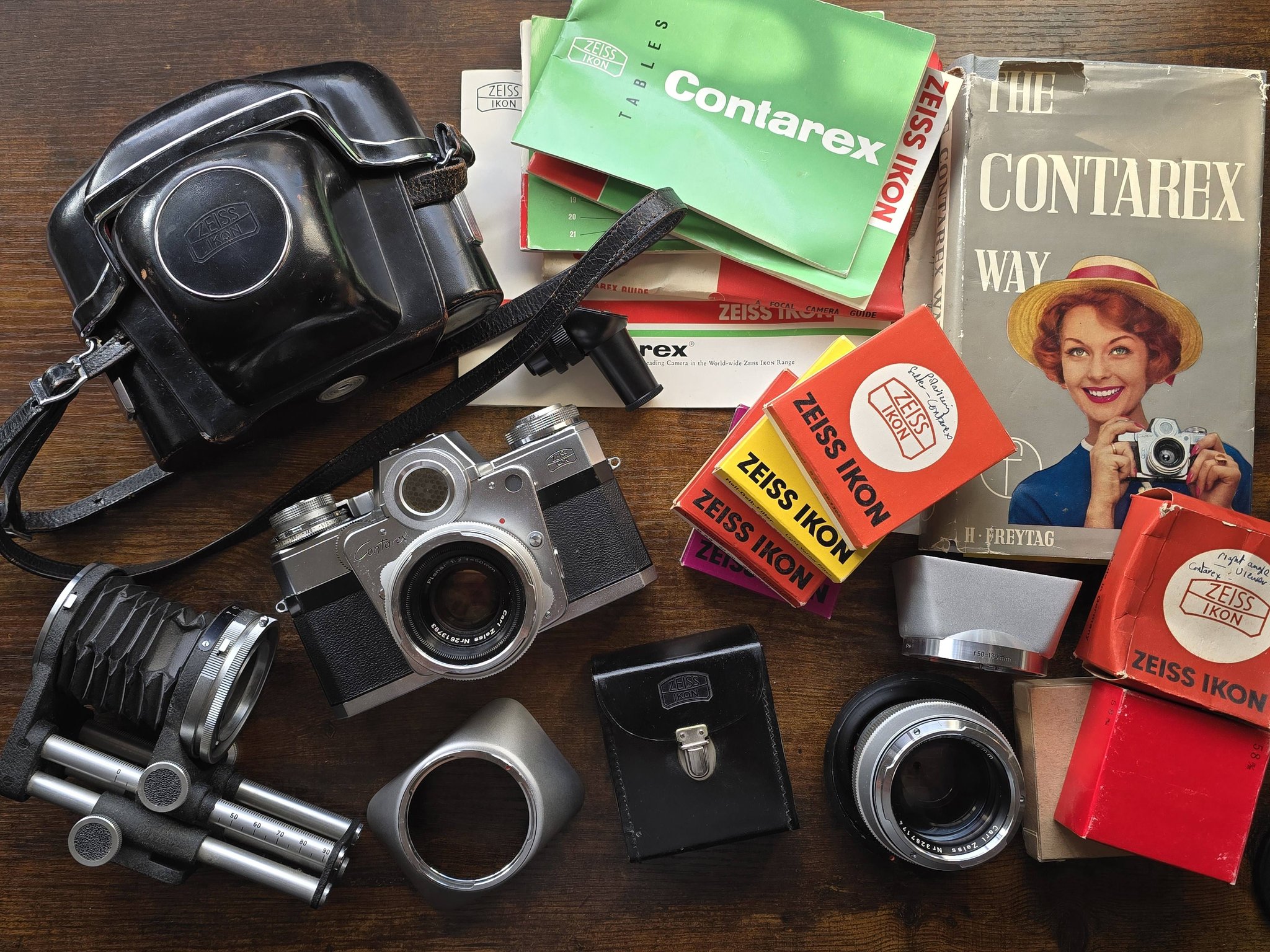 Zeiss Ikon Contarex Bullseye camera with 50mm Planar and 85mm
