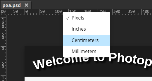 Photopea - You can use new units in rulers! Right-click the ruler and ...