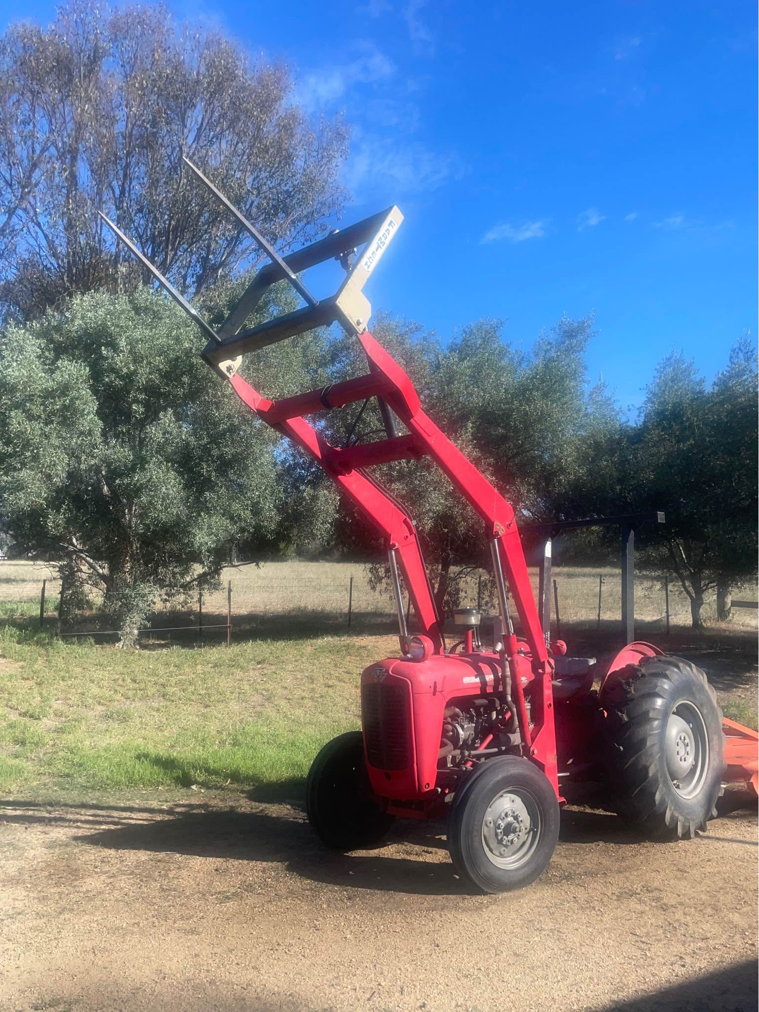 Massey Ferguson 35 tractor with bucket, front end loader, hay forks ...