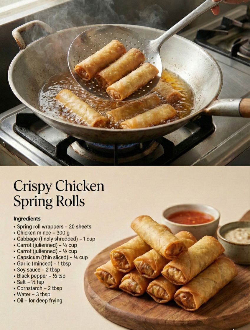 Amaanas - Crispy Chicken Spring Rolls Ingredients: • Spring roll ...