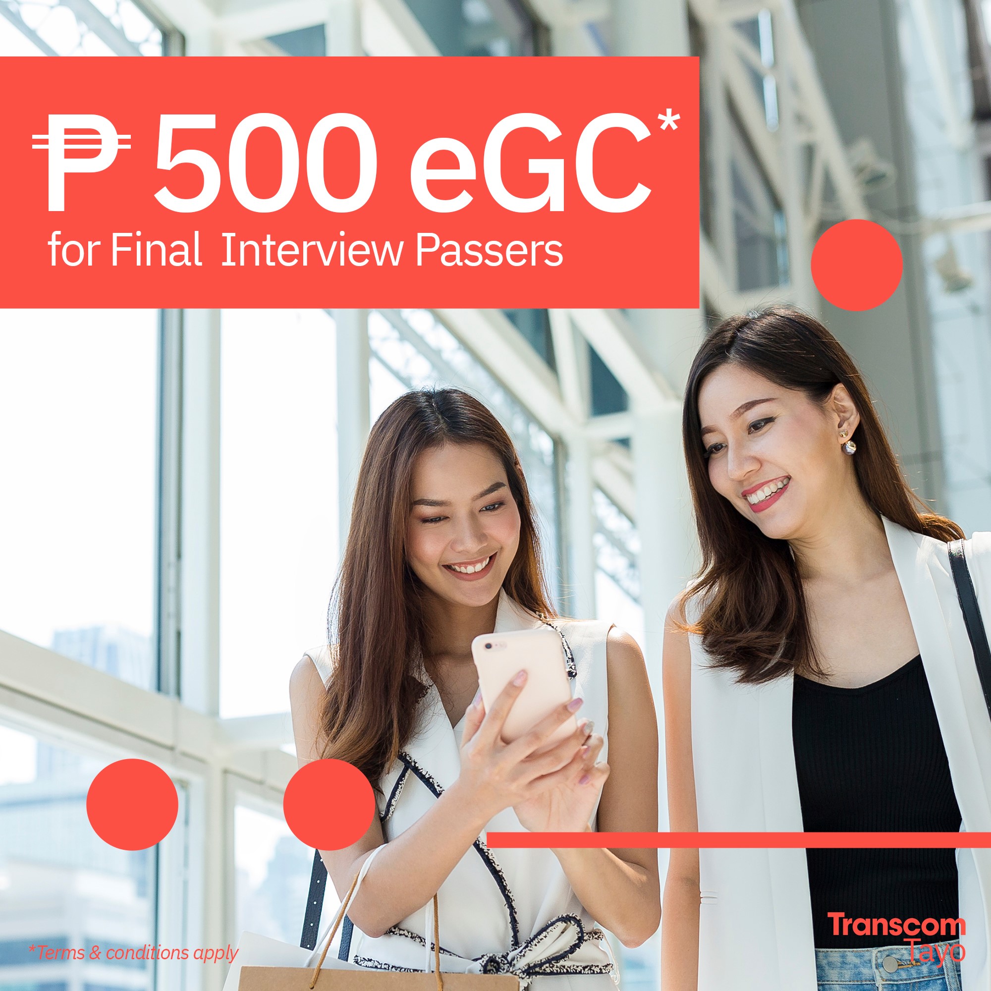 Get hired now and win a Php 500 eGC to... - Transcom Asia PH