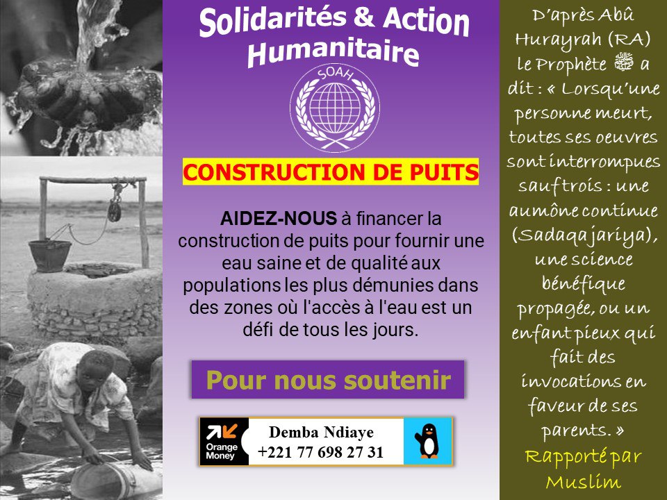SOAH- - 💦 Puits N°03 📌 LIEU : POUT La collecte continue au 77 698 27 31 ...