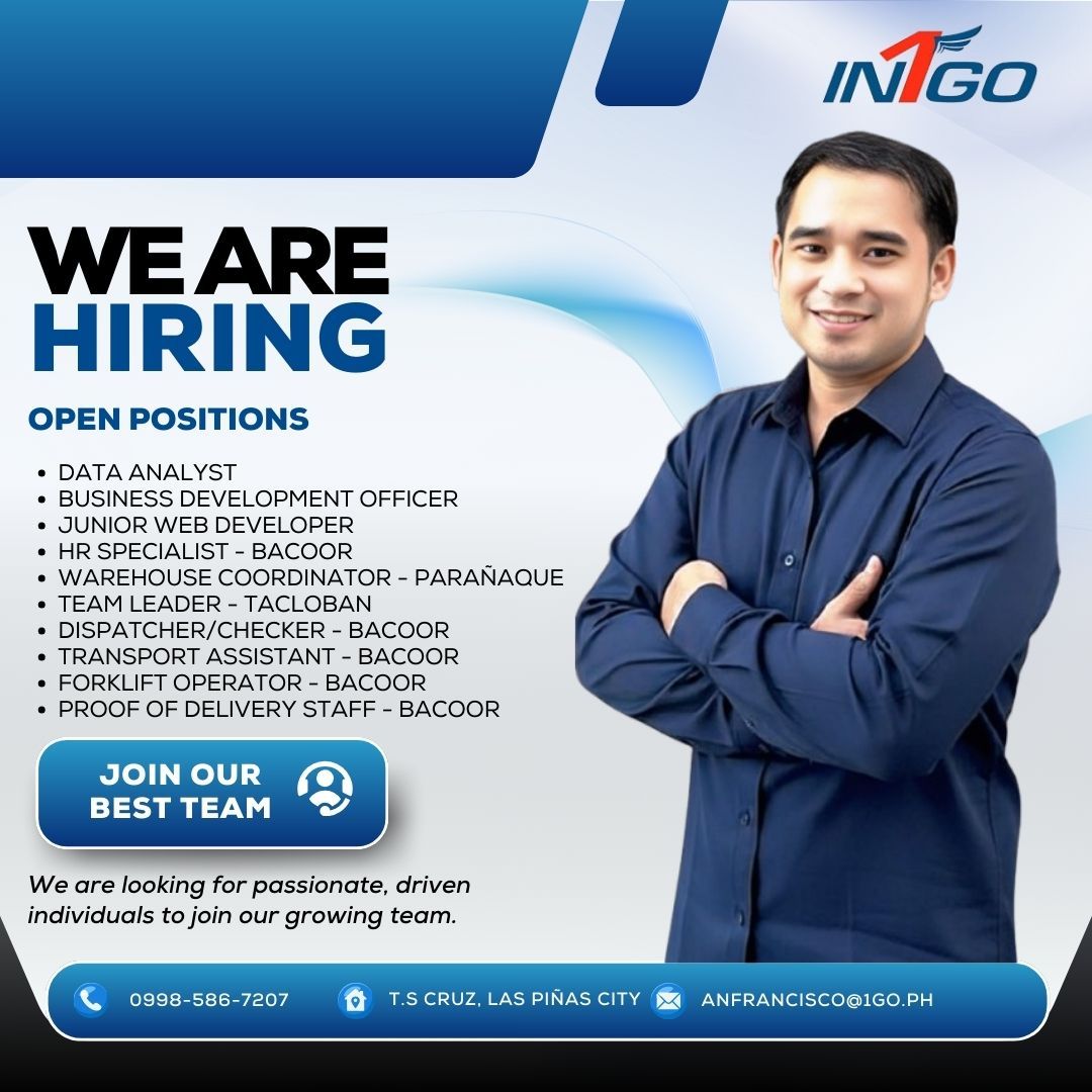 Bacoor / Molino Job Hiring | We’re Hiring at IN1GO Technologies Inc ...
