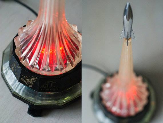 Space age Soviet propaganda rocket table lamp, 1970's