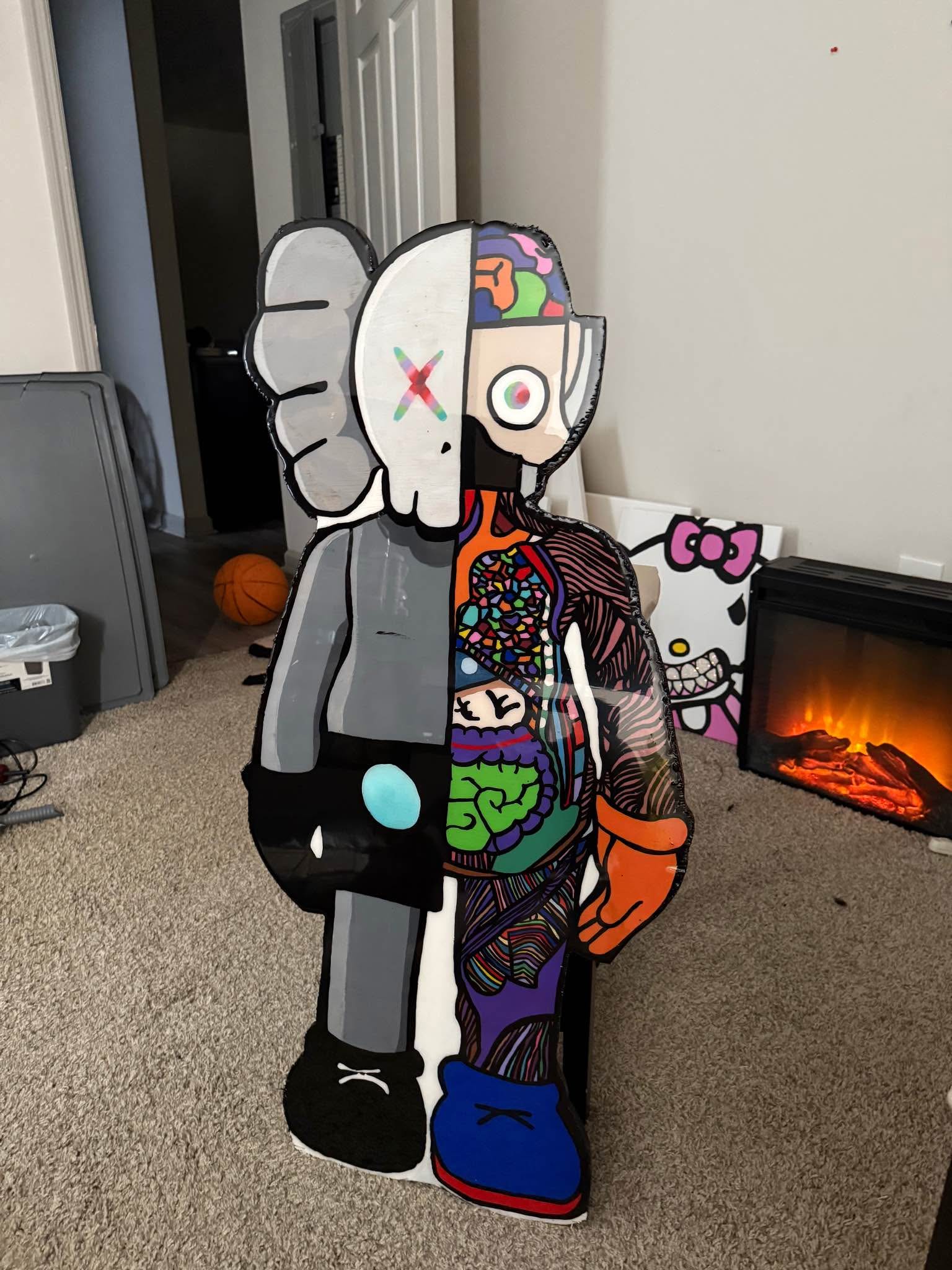 KAWS Dissected Companion Resin Wood Acrylic Painted Statue/Coffee Table ...