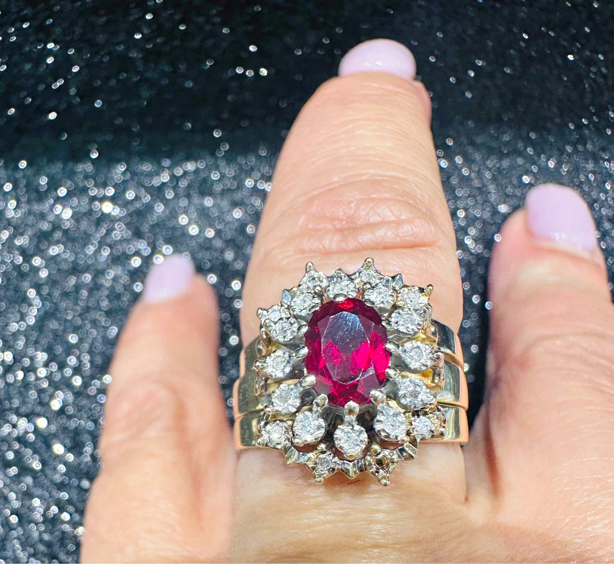 🦋Three piece9k yellow gold diamond a ruby ring set - Rings - Adelaide ...