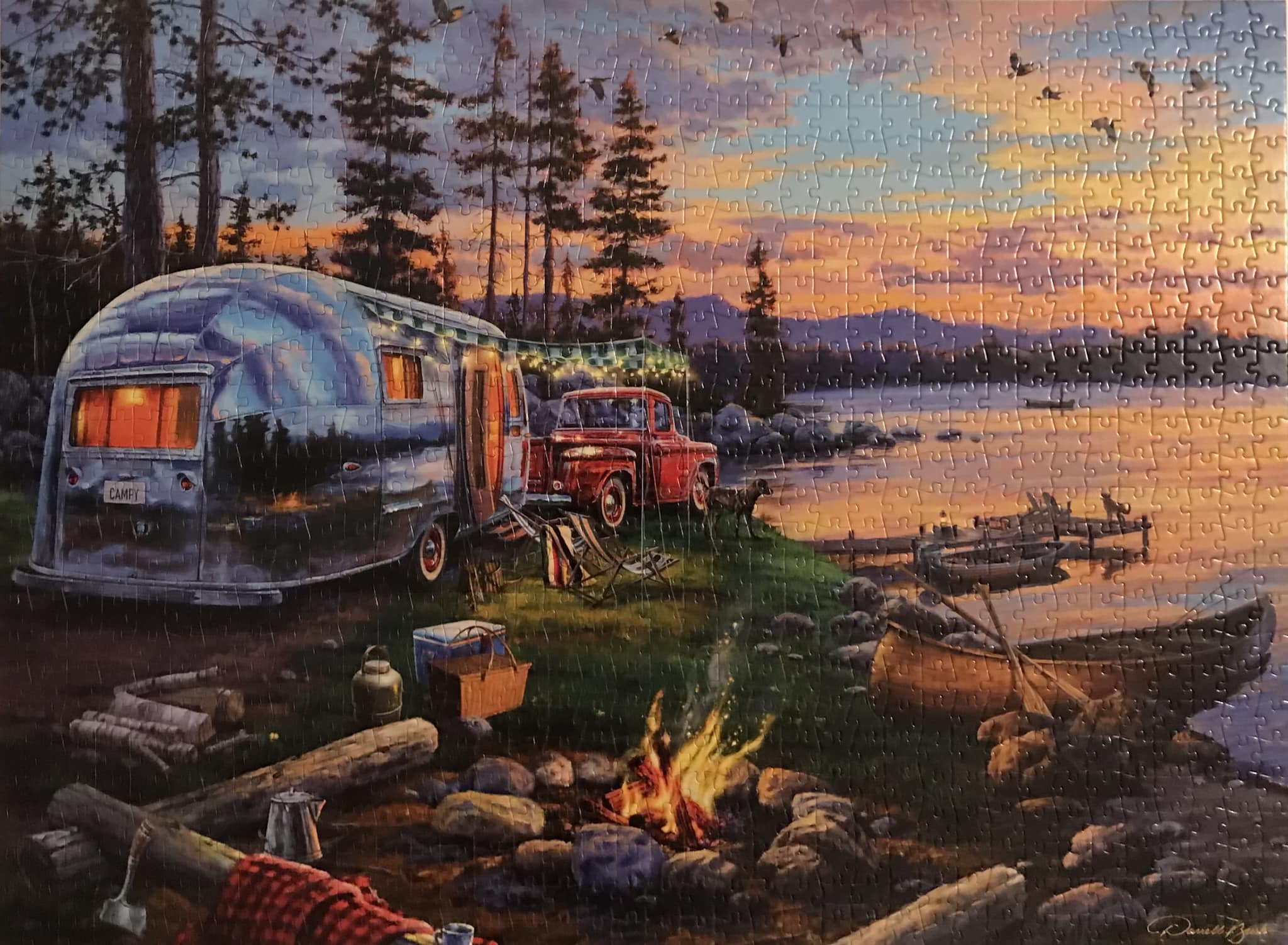 Schmidt Spiele 1000 Piece Jigsaw Puzzle - Lakeshore At Loon Lake, New York By Darrel Bush, Premium Quality