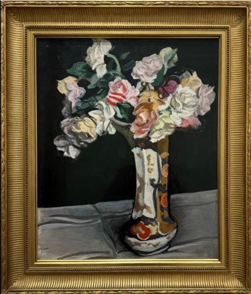 額装付、年代物・希少画集画、状態良好 安井曾太郎、【薔薇】、新品高級額