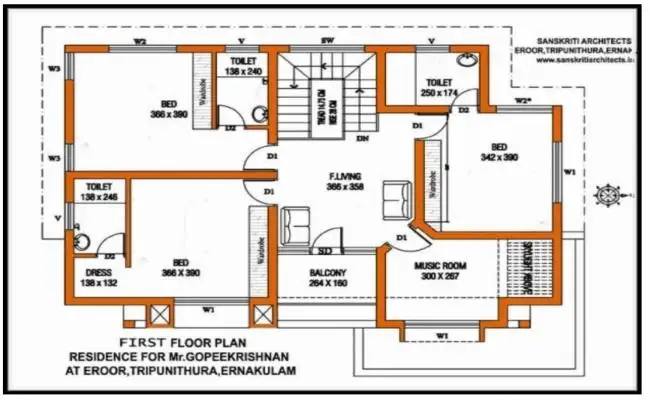 autocadfile.com - 3 BHK House Floor plan CAD drawing shows... | Facebook