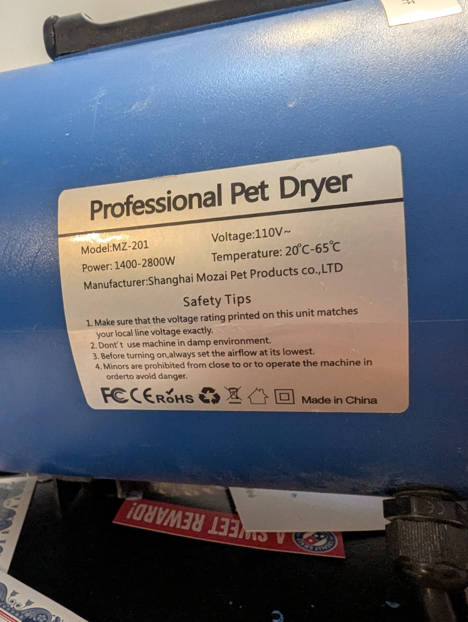 Professional Pet Dryer MZ-201 本体 Pet dryer wiring help needed after cord came loose