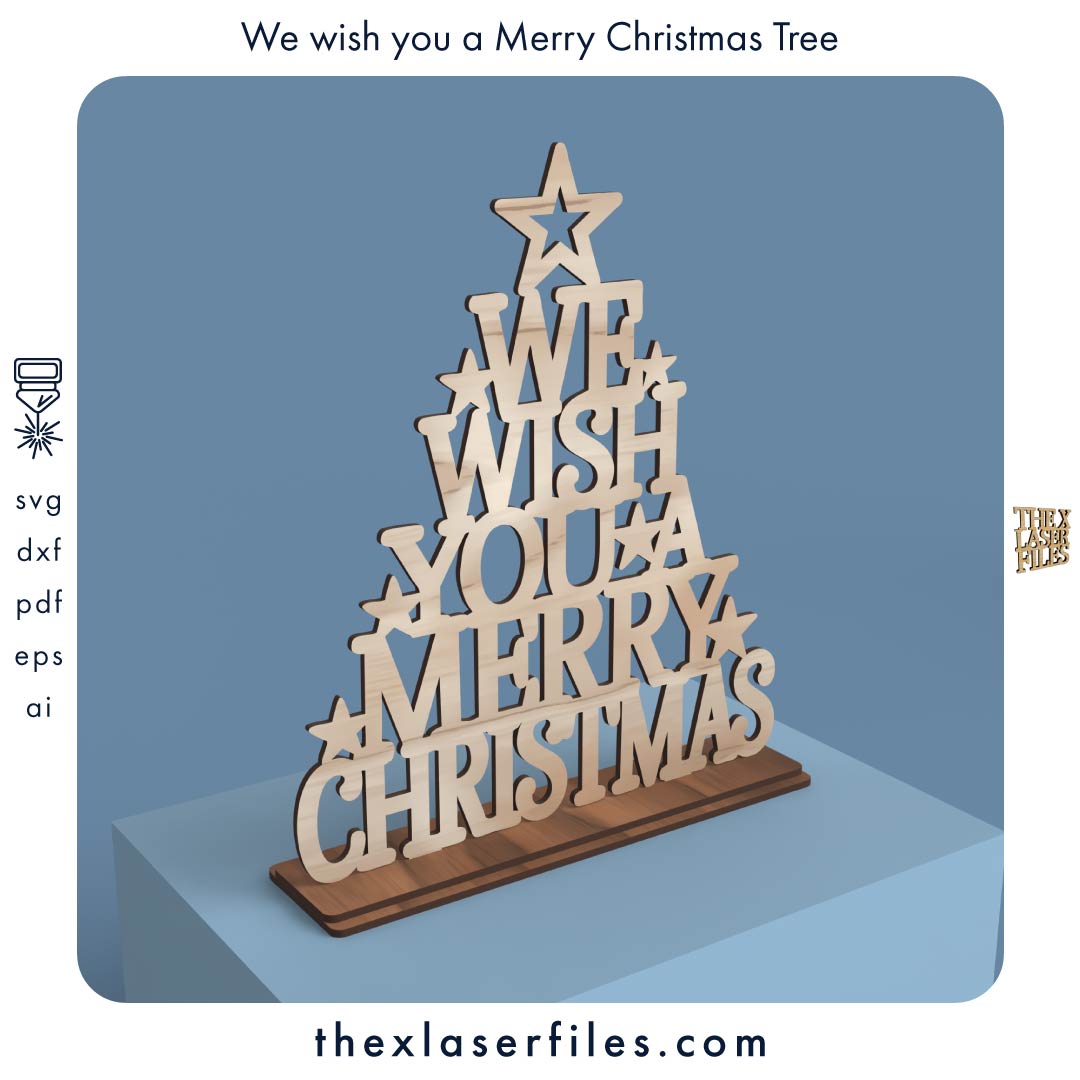 We wish you α Merry Christmas Tree 暴 号 svg dxf pdf eps ai ai