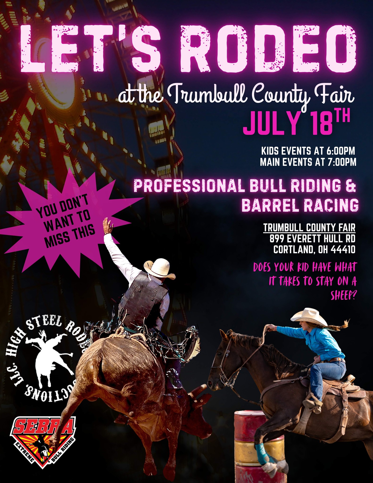 Bulls and Barrels rodeo at The Trumbull County Fair
