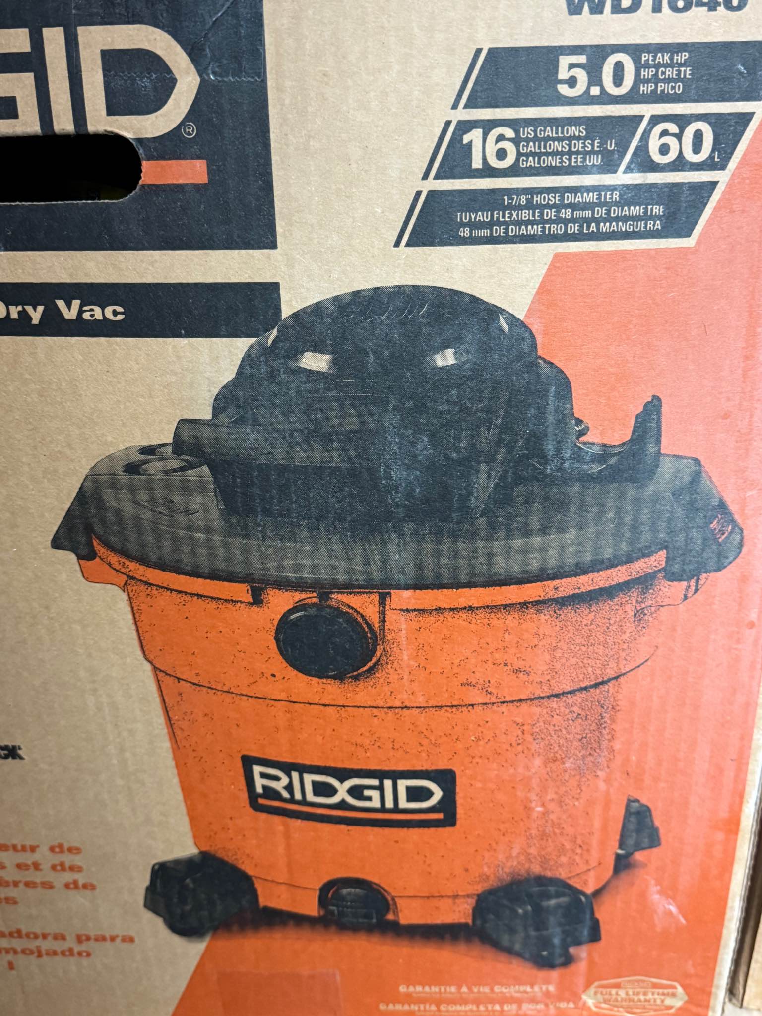 RIDGID wet/dry shop vac NEW in box!! - Wet/Dry & Shop Vacuums - Orlando ...