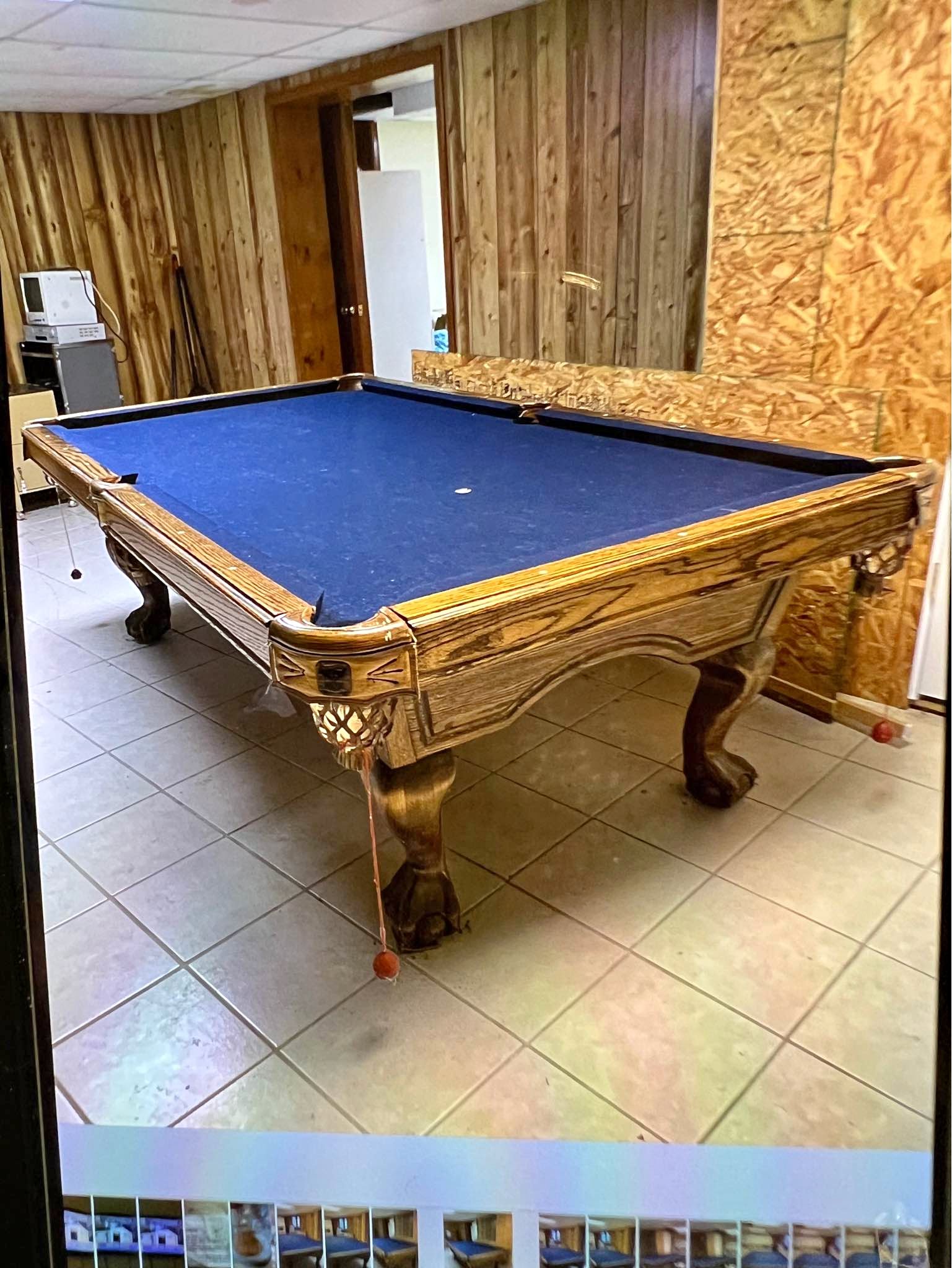 Beautiful drop pocket pool table w/new blue felt - Billiard Tables ...