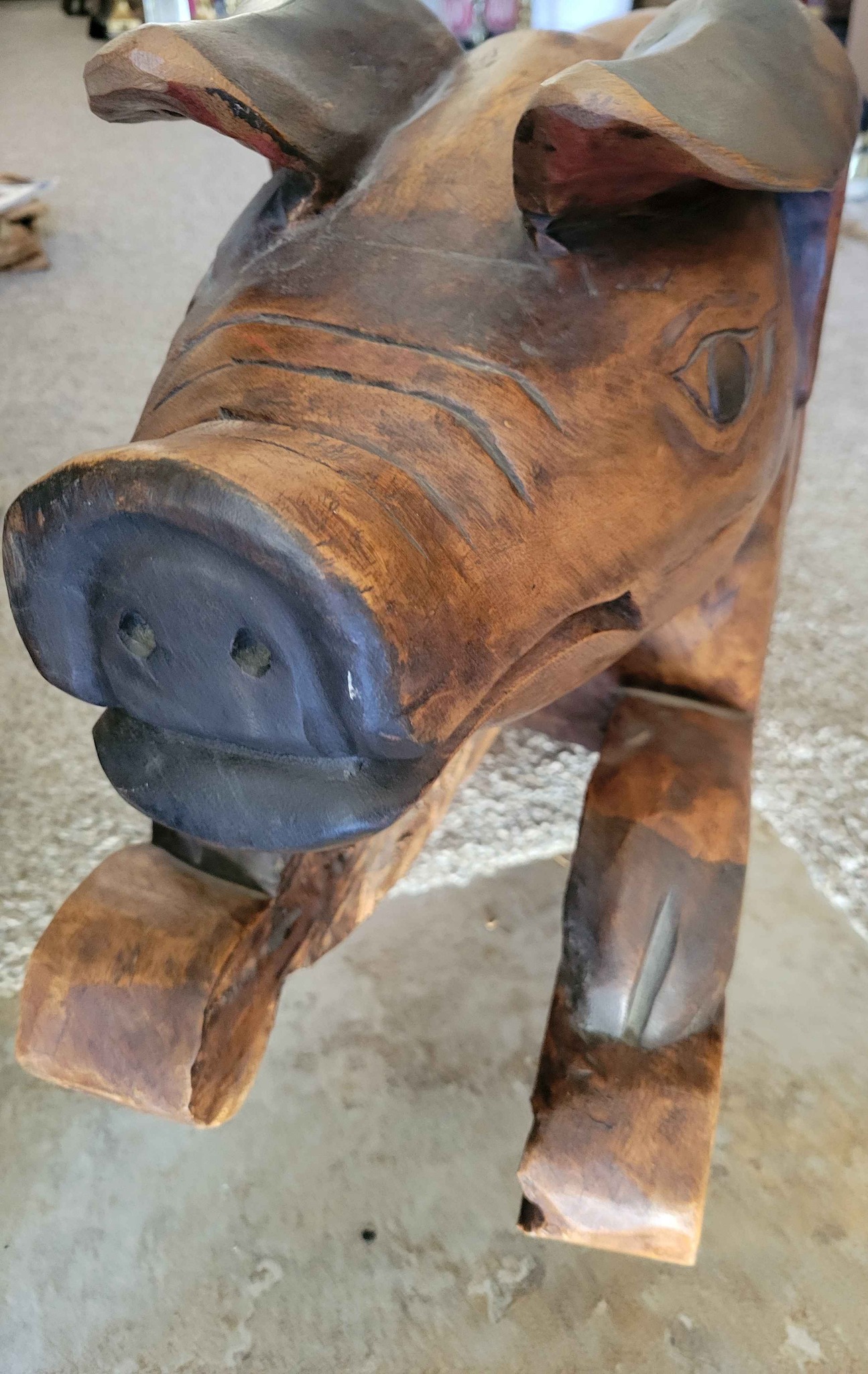 RARE VINTAGE ANTIQUE PIG ROCKER ROCKING WOOD FOLK ART DISPLAY LIFESIZE ...