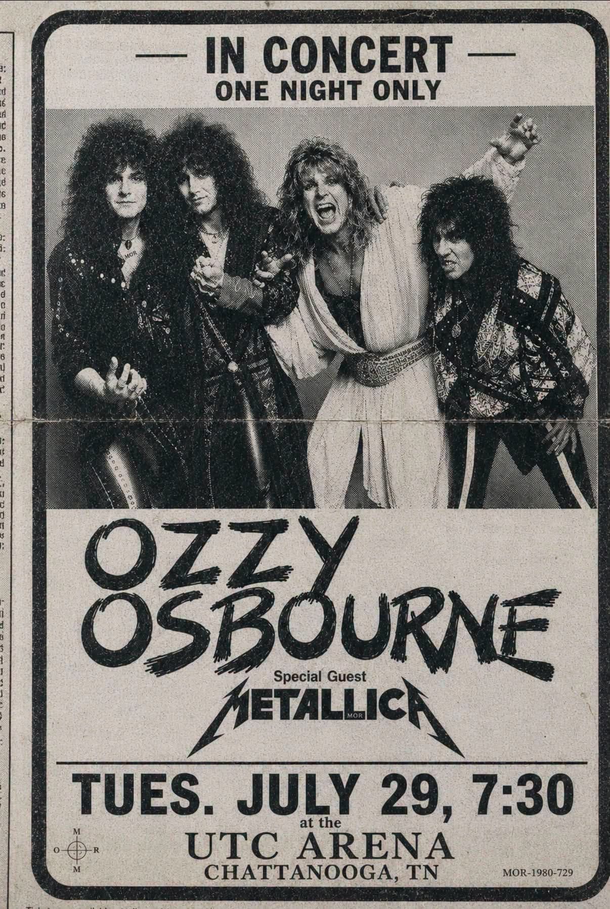 Ozzy Osbourne and Metallica at New Haven Coliseum in 1986