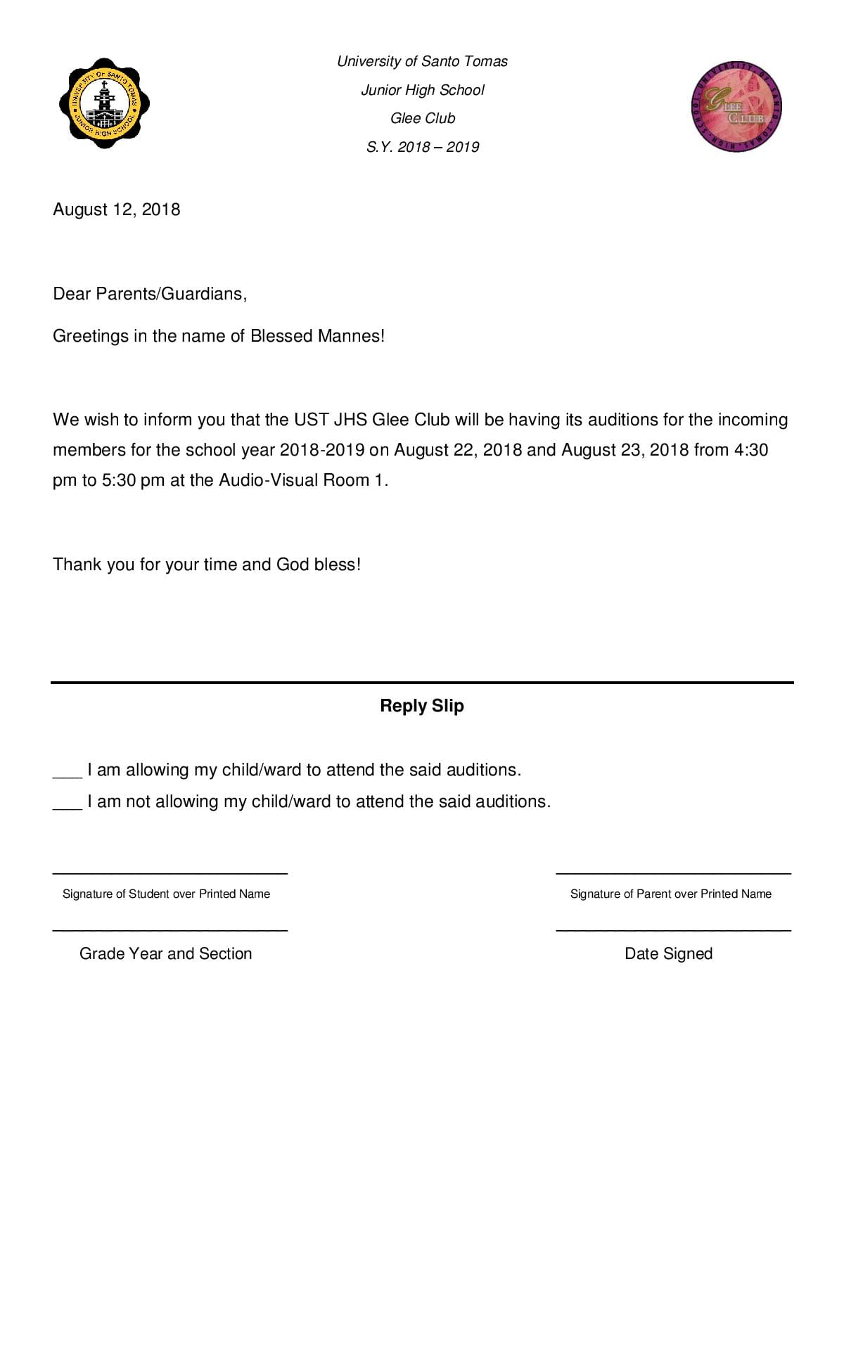 Here's the template for the Letter To... - UST JHS Glee Club | Facebook