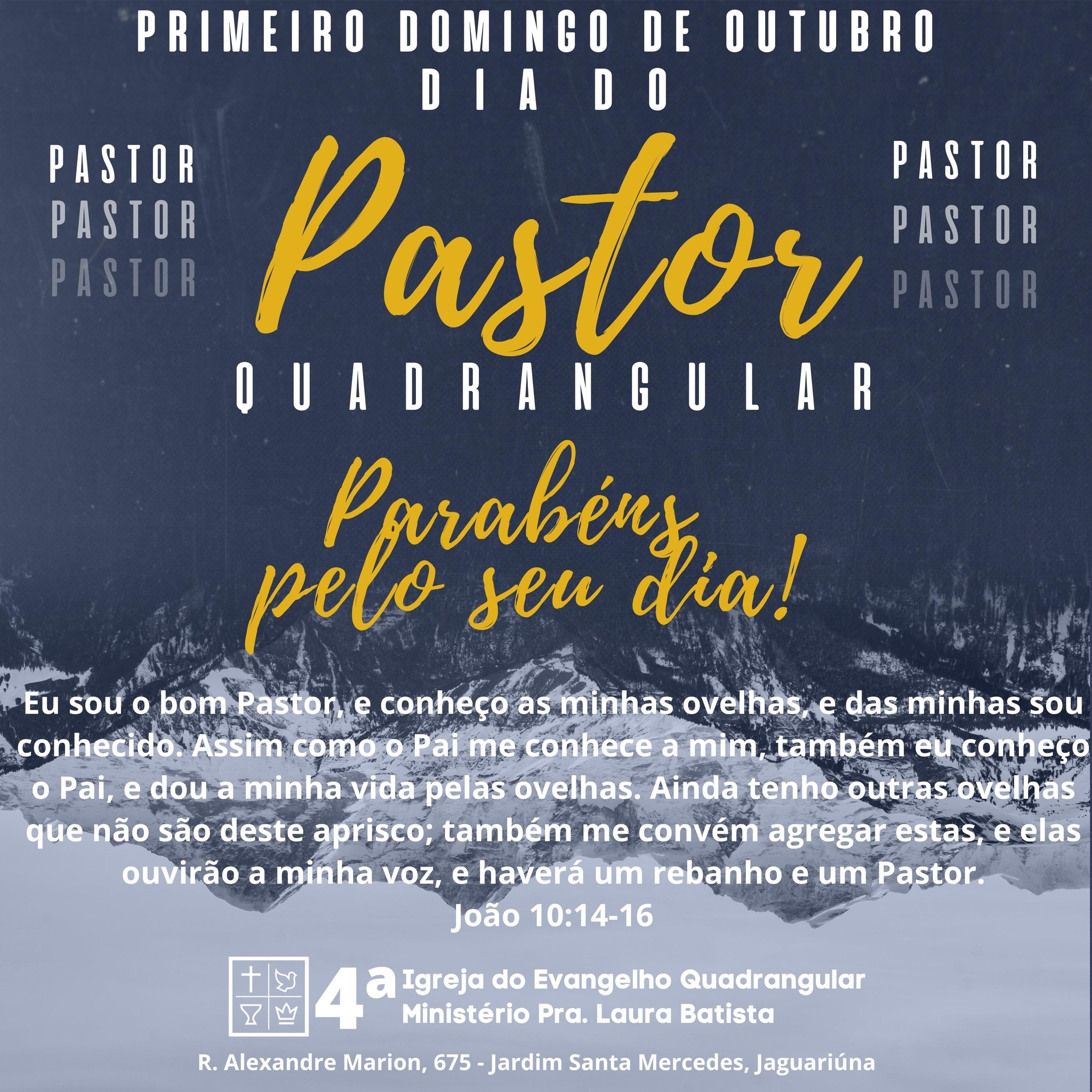 Feliz dia do Pastor Quadrangular. Desejamos todas as Bençãos do Senhor ...