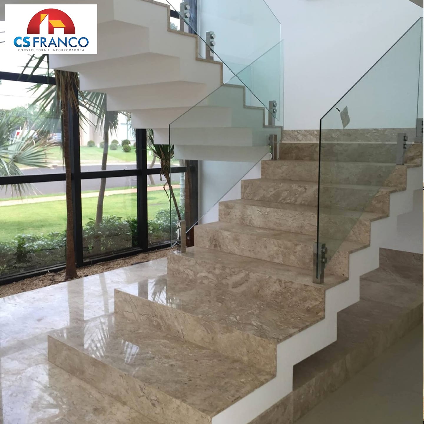 CS Franco Construtora e Incorporadora - Escada em Mármore bege bahia ...