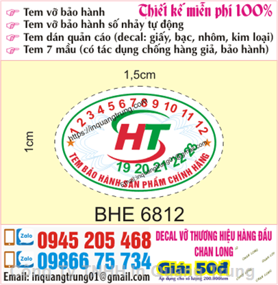 In - In tem bảo hành - In Quang Trung làm tem bảo hành, tem rách, tem ...