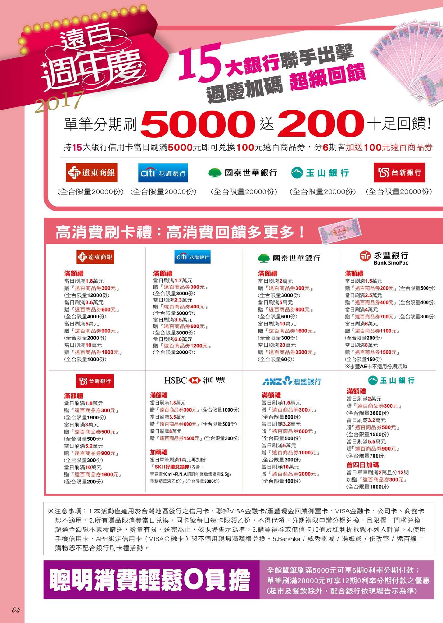 遠東百貨高雄大遠百 全館滿5仟送6佰 化妝品 內睡衣單筆2仟送2佰 刷15大銀行信用卡滿5仟再加送2佰 高雄大遠 Facebook