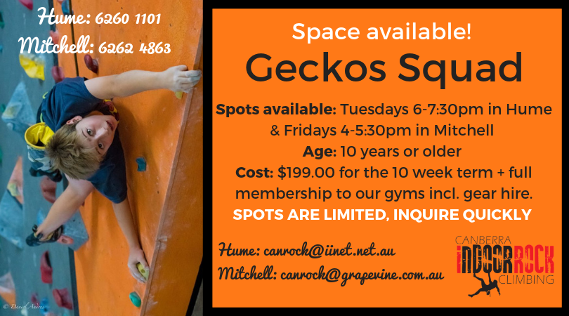 We have open spaces in two... - Canberra Indoor Rock Climbing