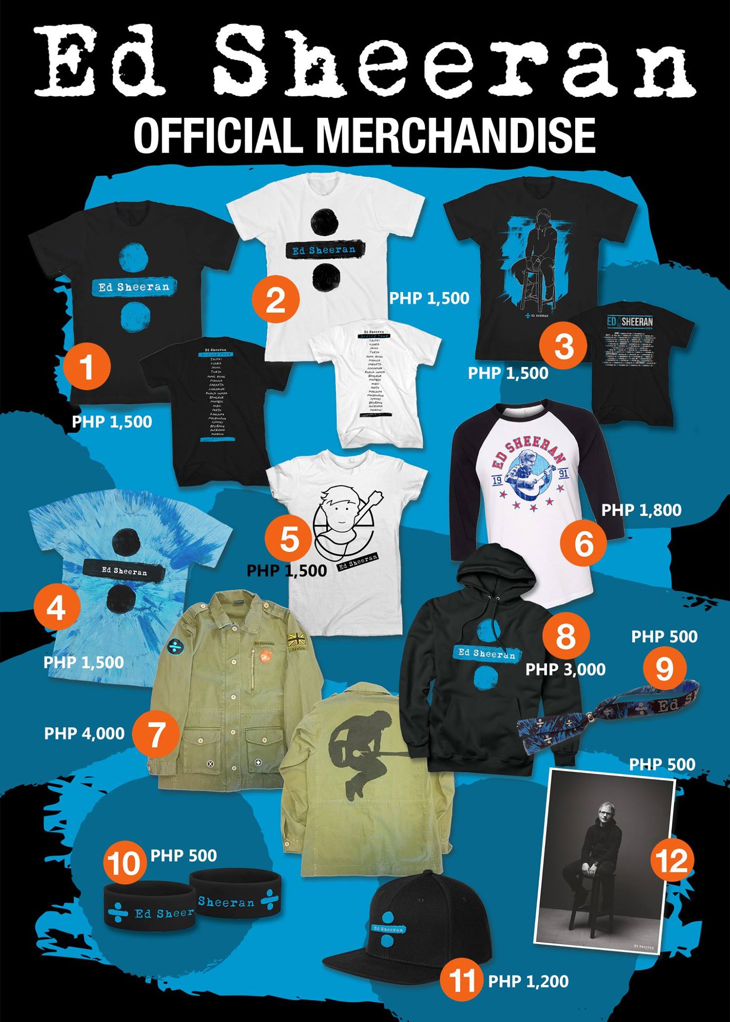 Ed Sheeran Asia tour goods Check out the official merchandise