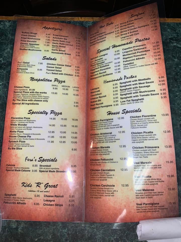 Fera's Denton - New Menu as of 1/28/22 | Facebook