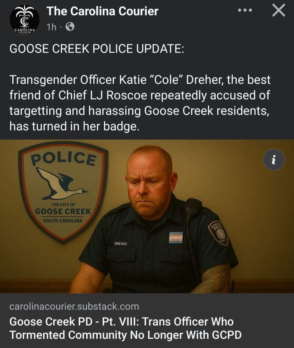 Corey - The trans officer in Goose Creek who took her hatred out on the ...