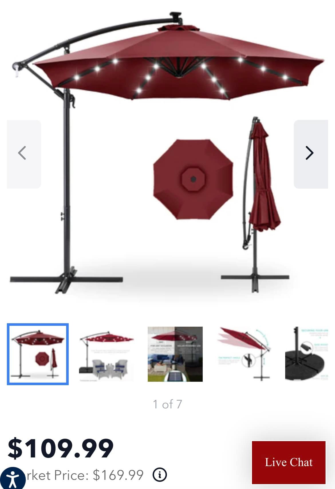 glucksteinhome solar offset patio umbrella Yaheetech 10FT w/32 LED Lights Handy Crank, Tan convenient placement BRAND NEW IN BOX GLUCKSTEINHOME