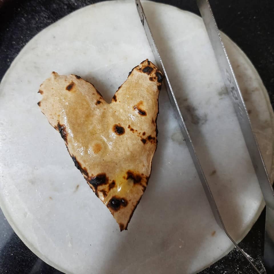 Kiducate - Made a heart shaped roti (flat Indian bread)...