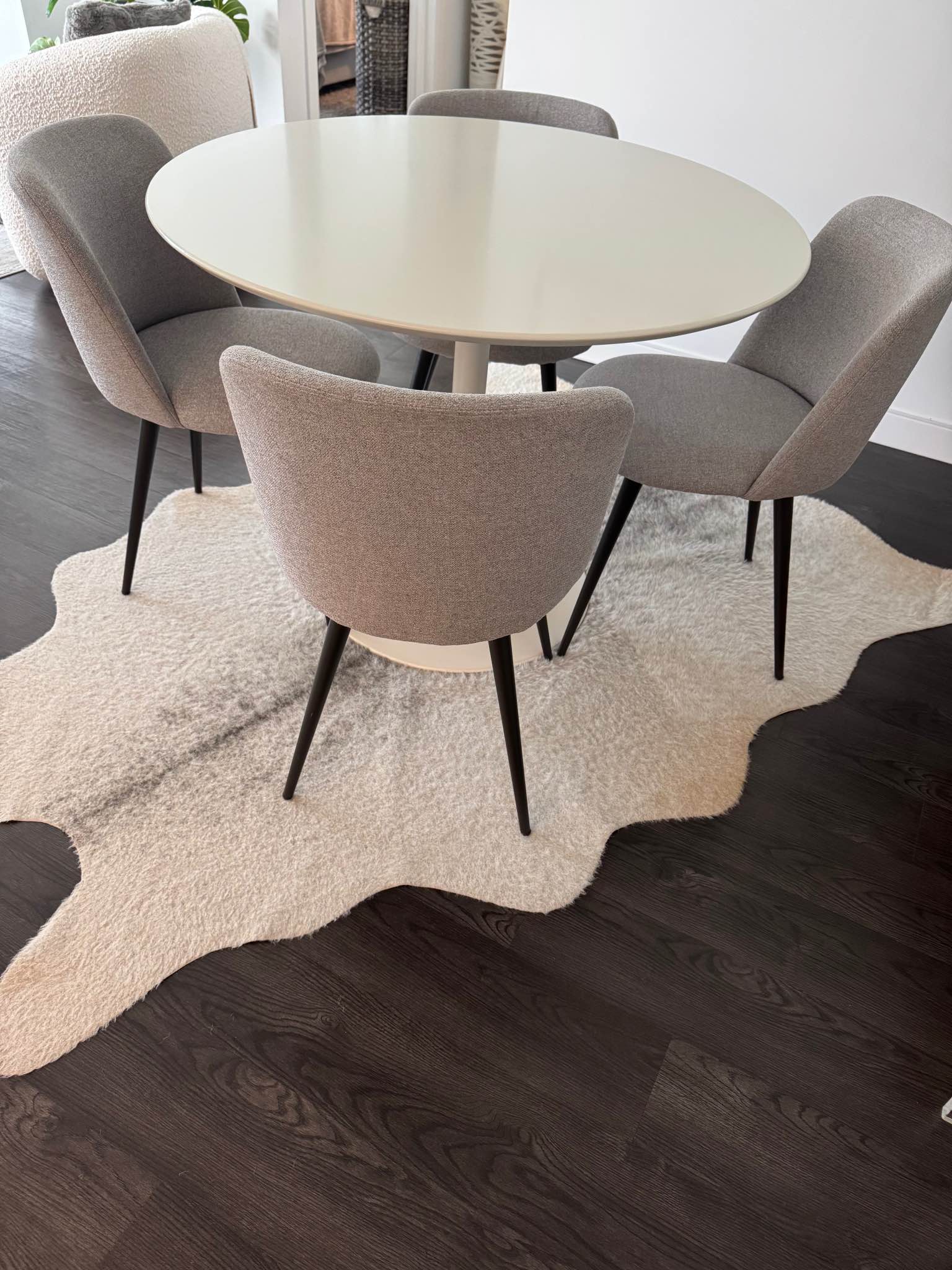 CB2 Odyssey White Dining Table + 4 West Elm Lila Chairs (set) - Dining ...