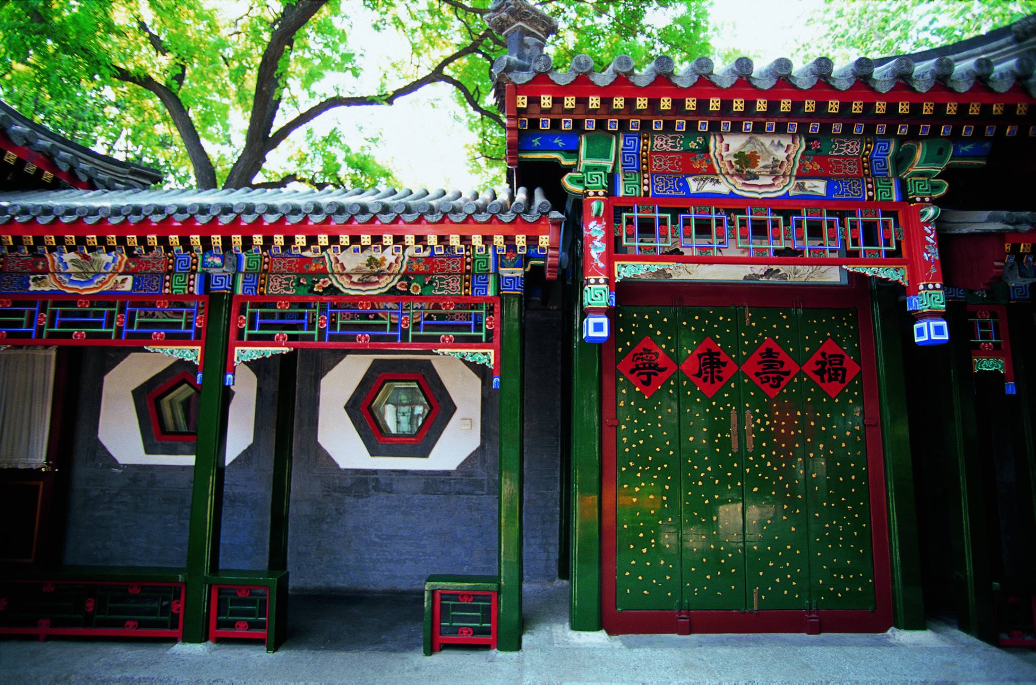 In traditional Chinese architecture, ornate lattice doors and