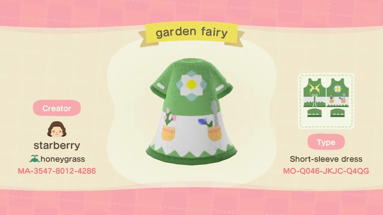 Thought you guys would appreciate this fae/cottagecore inspired dress I made on ACNH 🧚‍♀️🌿