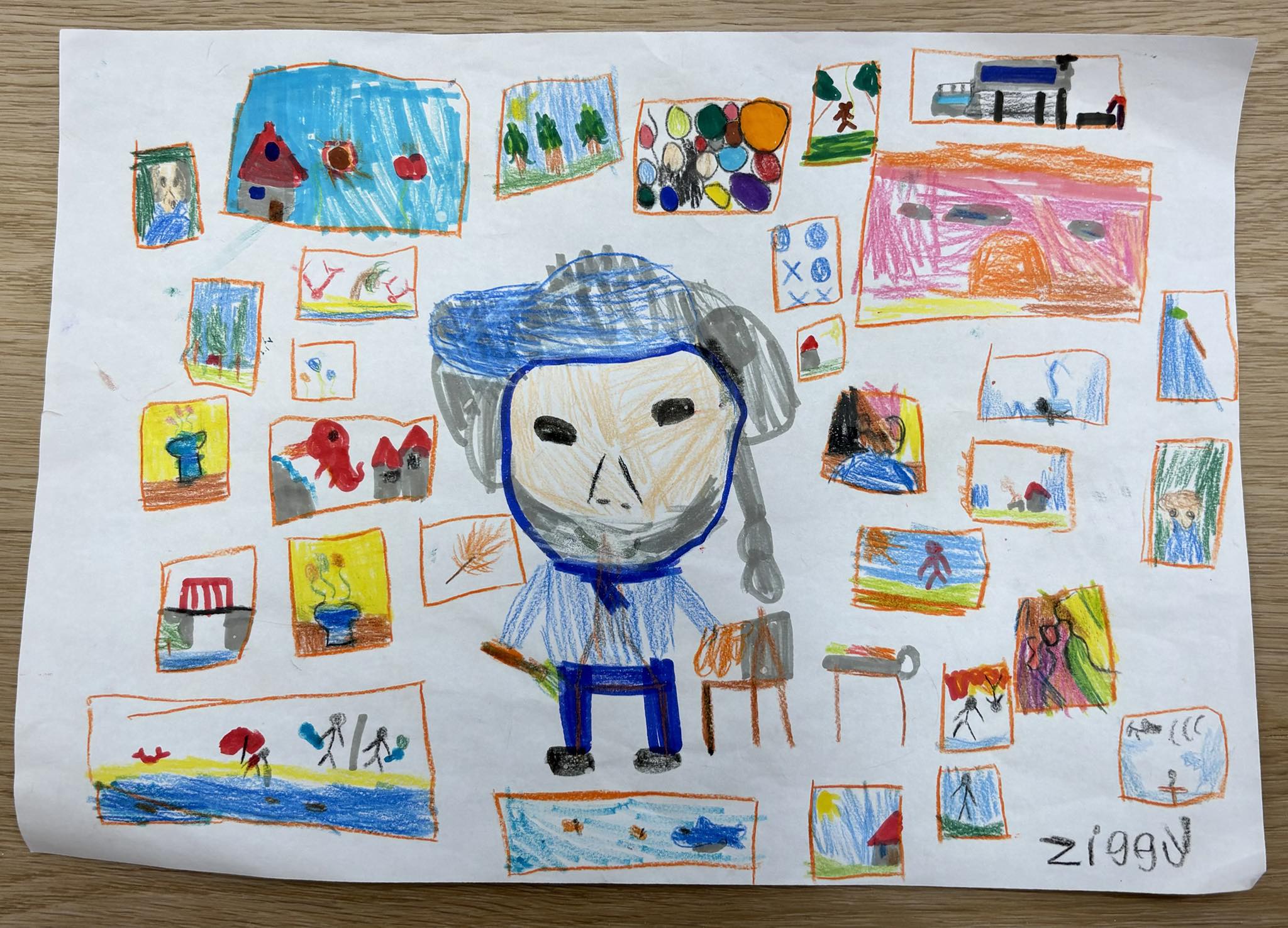 This child (6 years old) made a drawing of an artist who made 30